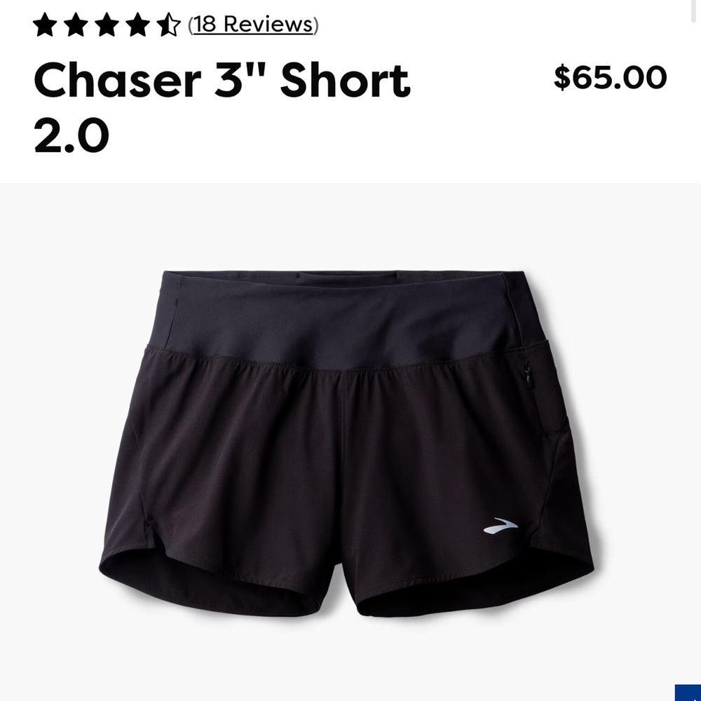 NWT Brooks Chaser 3” Short 2.0